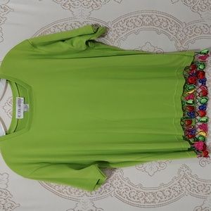 Victoria harbor short sleeve ladies shirt size large fruit fringe (InvW029)